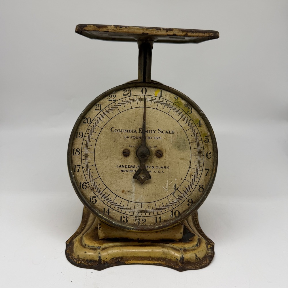 ⚖️ Antique‎ Landers Frary Clark Columbia Family Scale 1907 Patent Kitchen USA